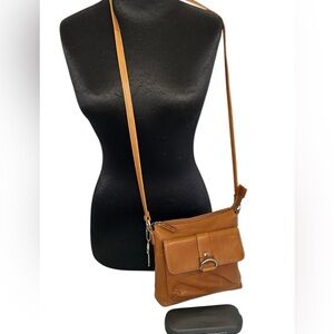 Fossil Small Shoulder Bag British Saddle Tan Leather Purse Crossbody
